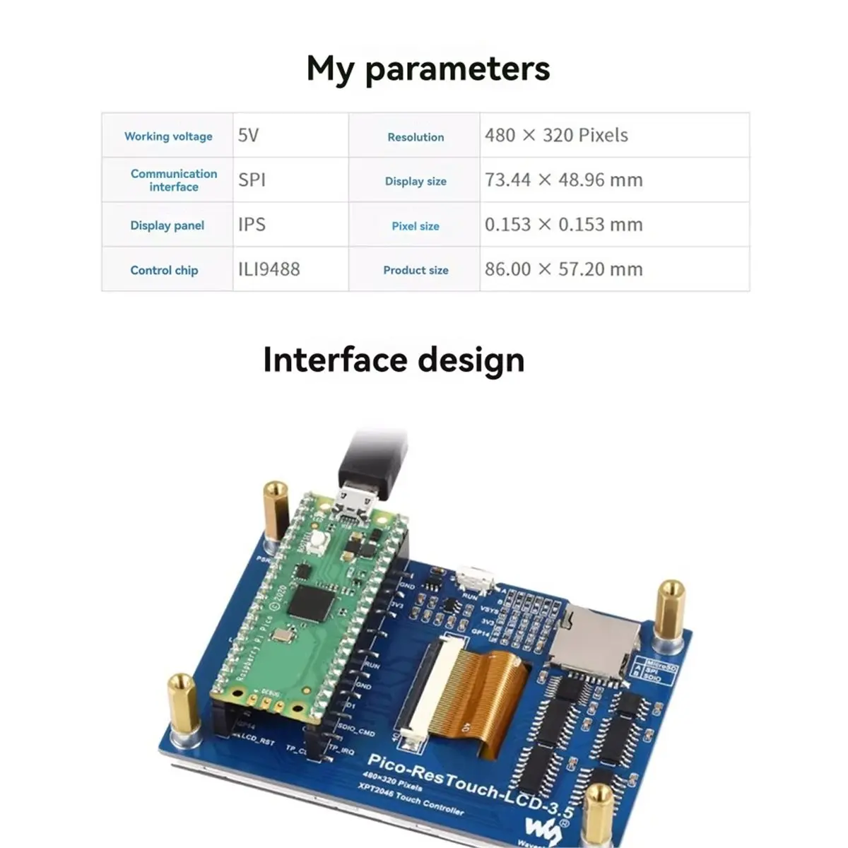 A26Z  for 3.5inch LCD Touch Screen Display Module 480x320 65K Colors SPI Interface