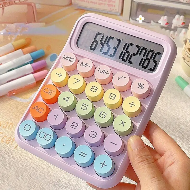 LCD 12 Digits Desktop Calculator Candy Color Basic 12-Digit Calculator With Large LCD Display And Sensitive Button Offices