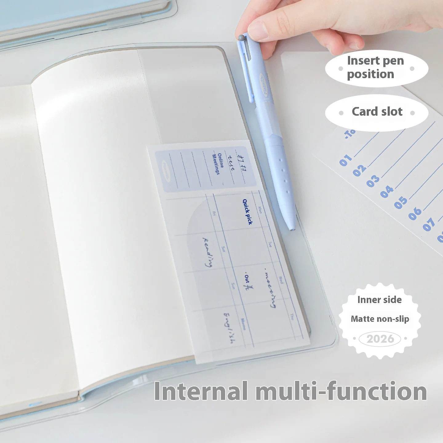 Planwith 2026 Planner Cover,Transparent Waterproof Book Protector Sleeve for Hard/Softcover Agendas Weeks Plan,Minimalist Design