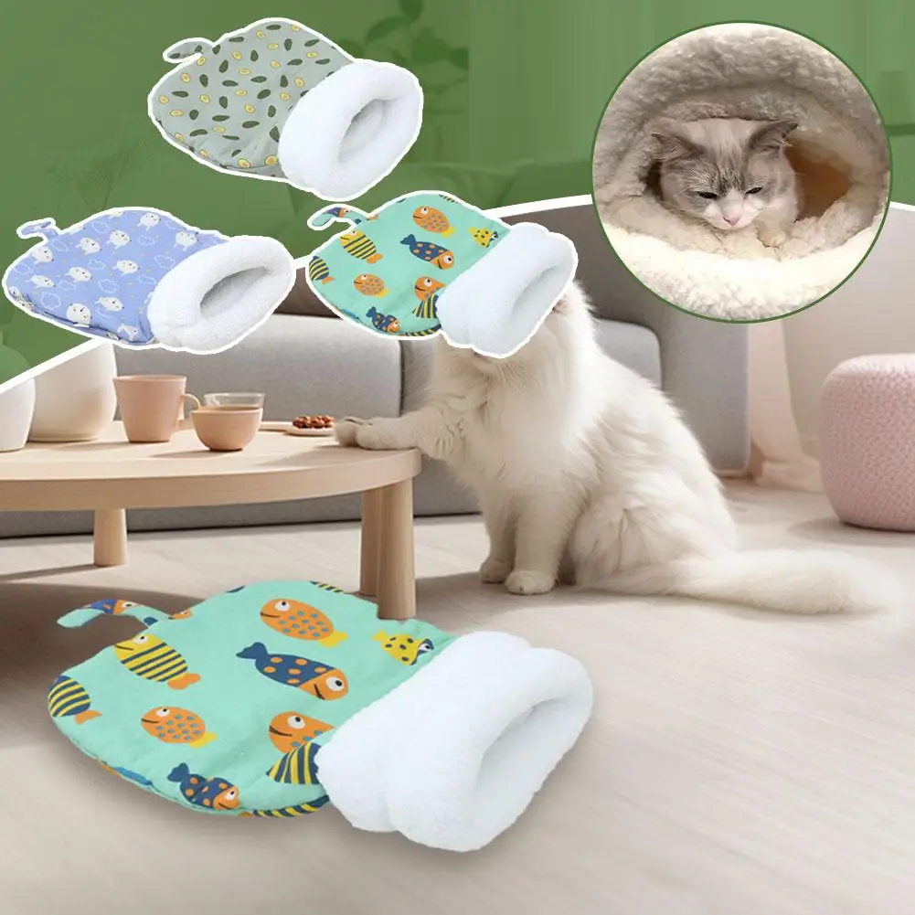 

Зимняя плюшевая кровать для кошек, круглая подушка для кошек, кошачий домик 2 в 1, теплая корзина для кошек, спальный мешок для домашних животных, питомник для маленькой собаки Q6F8