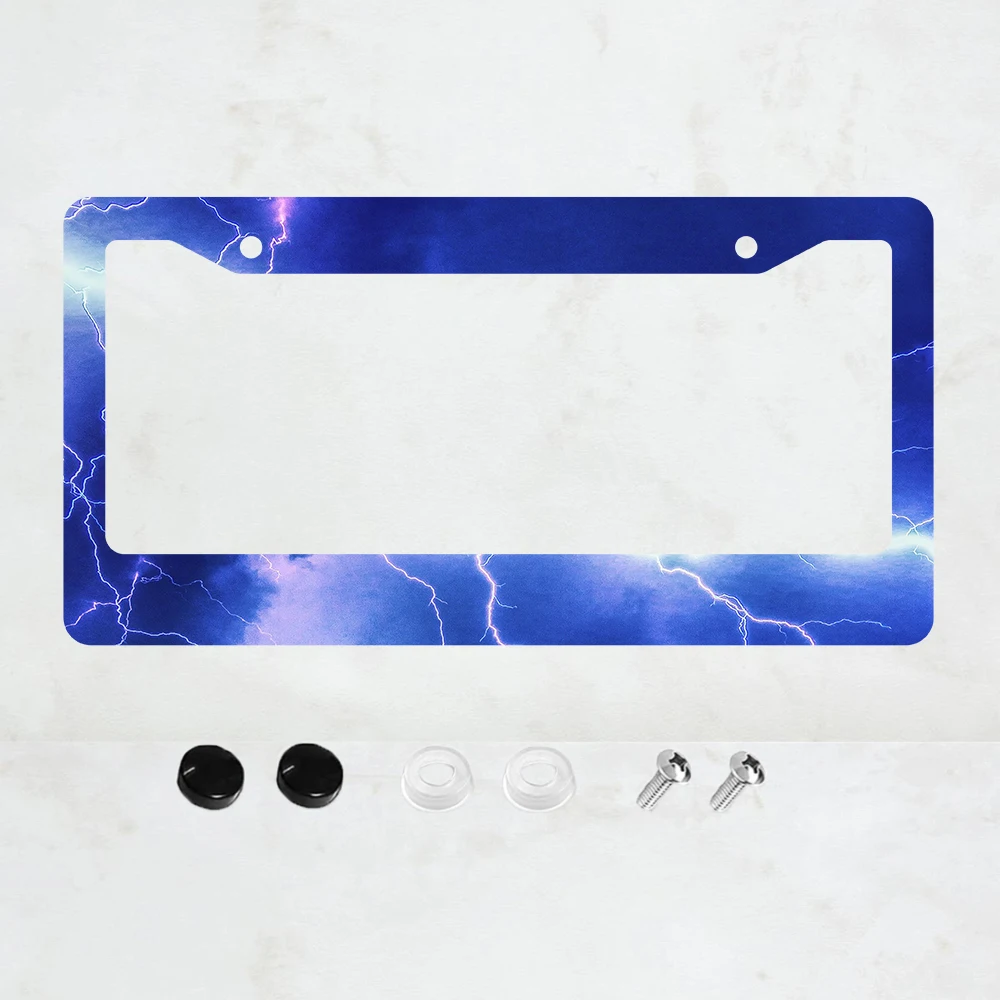 

High-quality purple lightning aluminum alloy license plate holder, complete set of tool accessories, Easter and Patriot Day gift