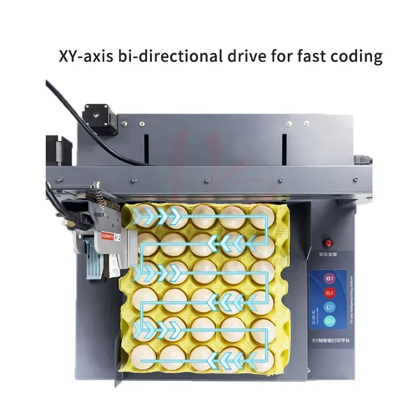 XY Axis Desktop Egg Coding Machine Six Nozzle Assembly Line Egg Coding Machine 220V 50/60HZ 50W Adjustable Height Various Color