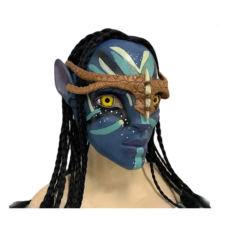 قناع افاتار 2 تأثيري مع الشعر Neytiri ، قناع اللاتكس ، ازياء هالوين ، زي الحزب ، الدعائم ، Neytiri ، فيلم