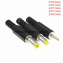 10PCS DC Power Adapter plug 5.5*2.1mm DC Plug Connector Welding Line Male Plug 5.5x2.5 4.8 1.7 1.35 0.7MM