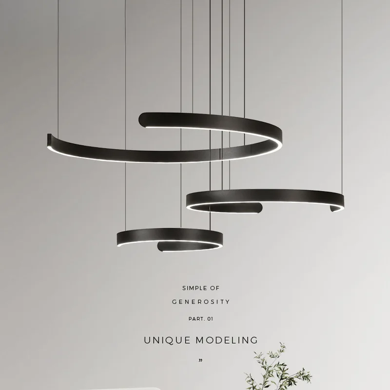 

Modern Salon Design Ring Ceiling Chandelier Dining Room Pendant Lamp Bedroom Home LED Lighting Fixtures
