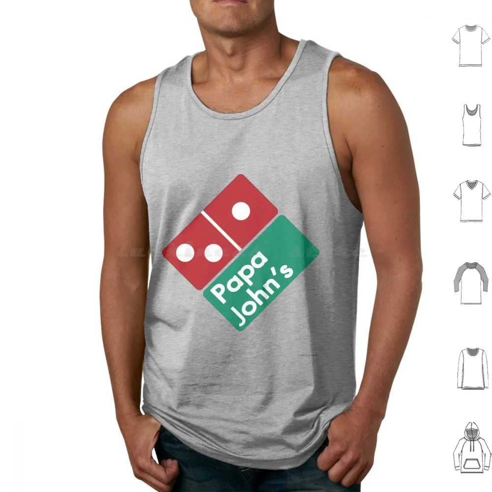 Papa Johmino's Tank Tops Vest Sleeveless Pizza Pizza Hut Papa Johns Dominos Weird Funny Ironic Memes H3h3 Papa Bless