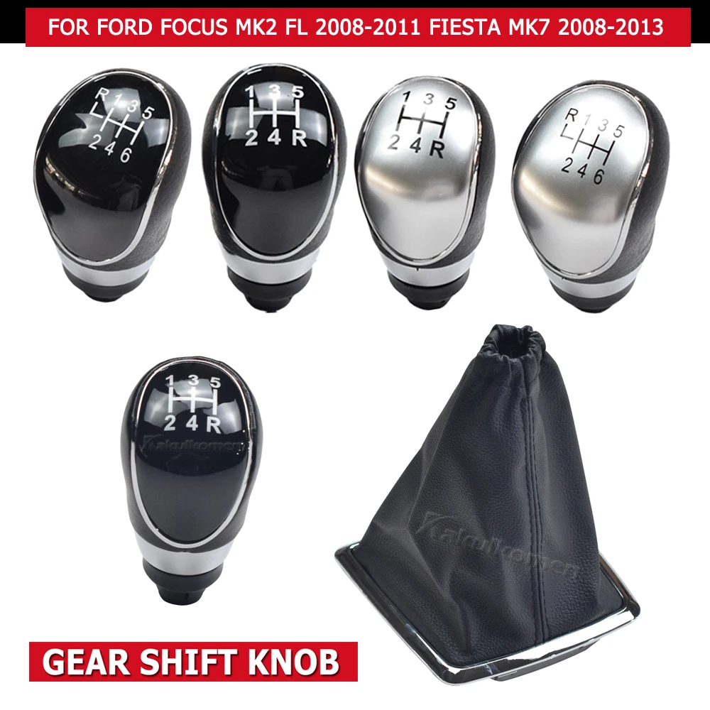 For Ford Focus 2 3 MK2 MK3 Fiesta Ecosport C-Max Kuga S-max 5/6 Speed Gear Shift Knob Lever HandBall Gaiter Boot Leather Cover