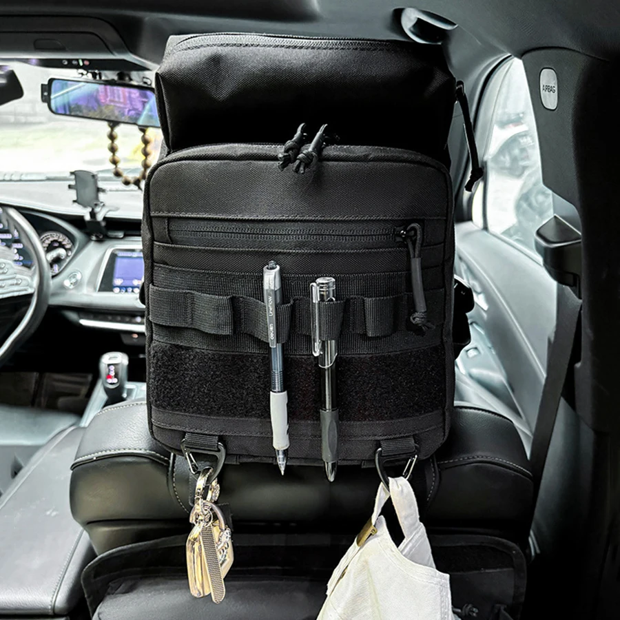 CAMPINGMOON BK-PL Multifunktionale Auto-Kopfstützen-Aufbewahrungstasche mit integriertem Organizer und Brillentasche, universelle Rücksitztasche für das Auto – Detail 3