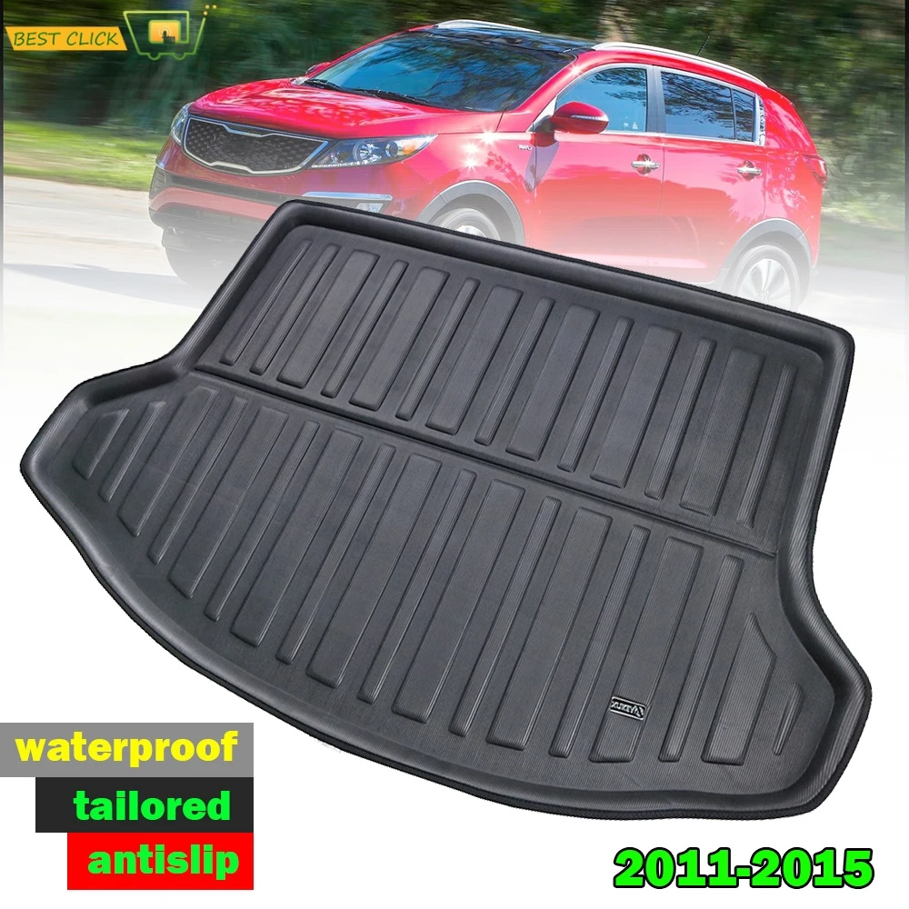 Rear Trunk Liner Cargo Boot Mat For KIA Sportage 2011-2015 Floor Tray Protector Carpet Mud Kick Pad 2012 2013 2014 R SL