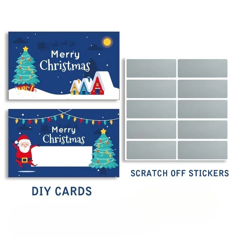 50pcs DIY Cards,DIY Make Your Own Scratch Tickets Blank Card Scratch Card Party Event Lucky Scratch Card,Reward with Santa Claus view 5