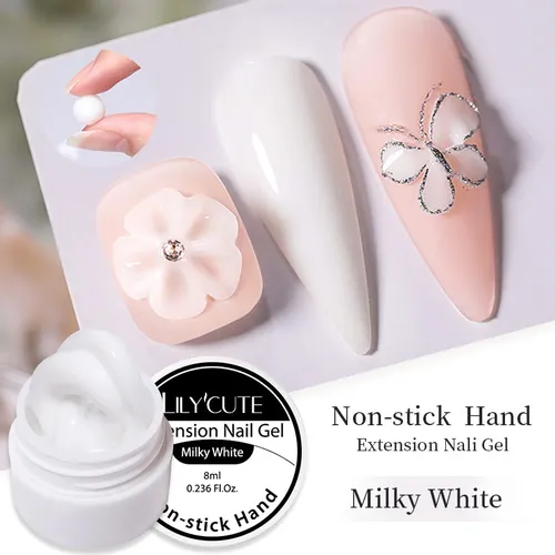 Imagen 2 del producto LILYCUTE 8ML blanco lechoso antiadherente extensión de manos Gel esmalte de uñas 3D formado/escultura/escultura UV/Gel LED remojo apagado rápido Buildin