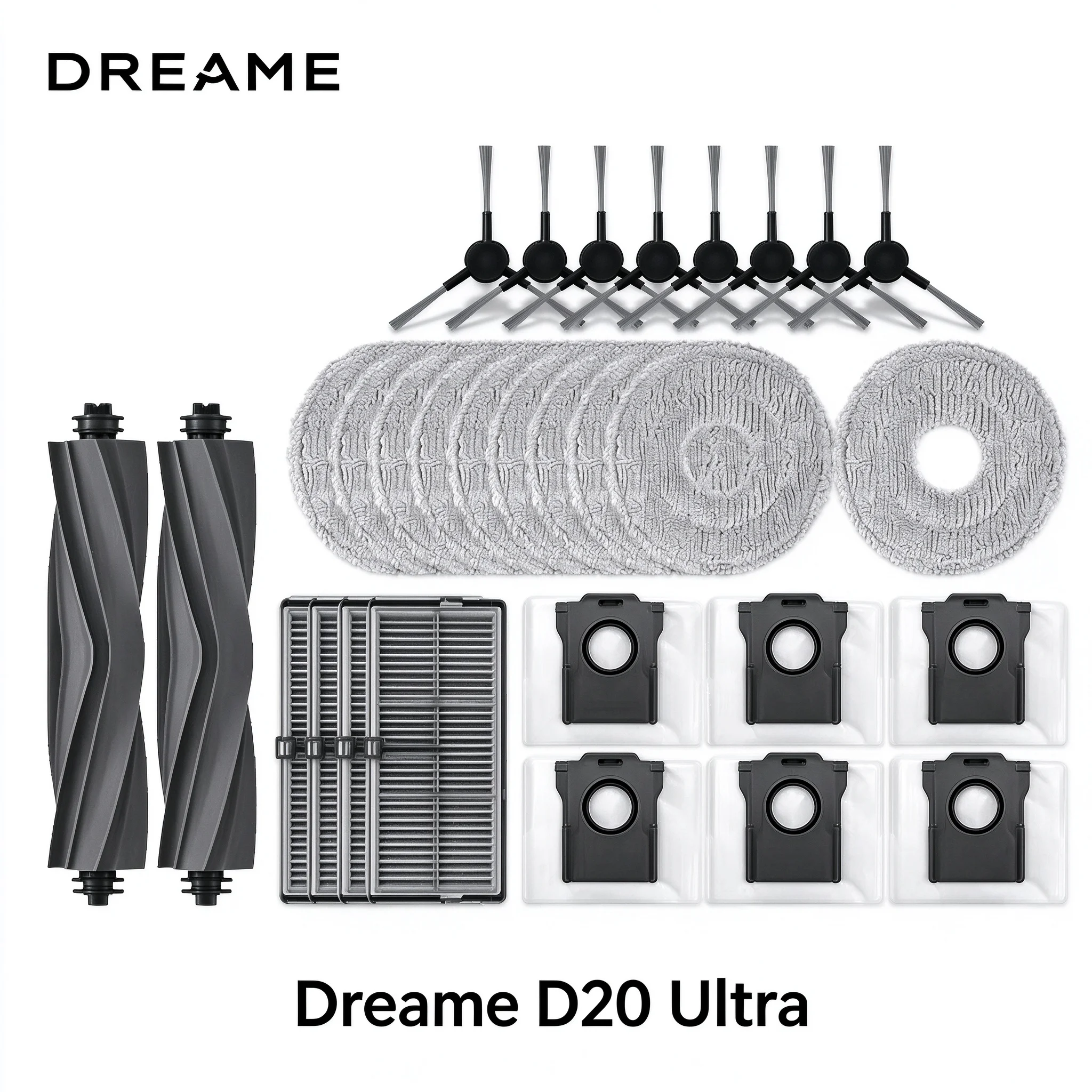 Dreame D20 Ultra Replacement Accessories Main Brush Side Brush HEPA Filter Mop Pad Dust Bag Parts