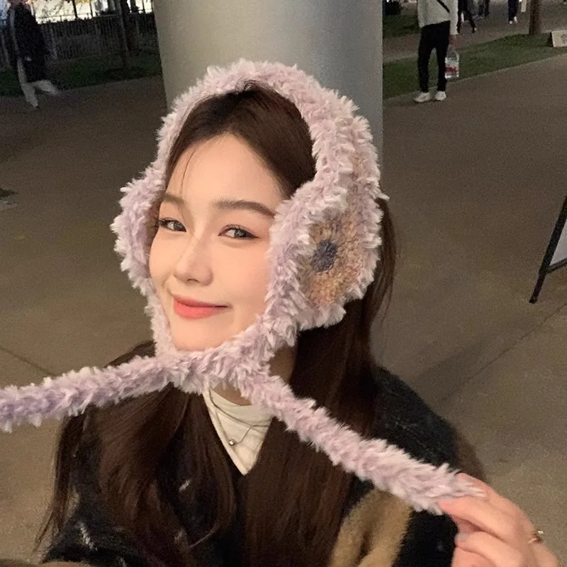 Spring Autumn Warm Riding Cute Wool Korean INS Style Ear Cover Y2K Millennium Maillard Vintage Gradient Color Plush Earmuffs