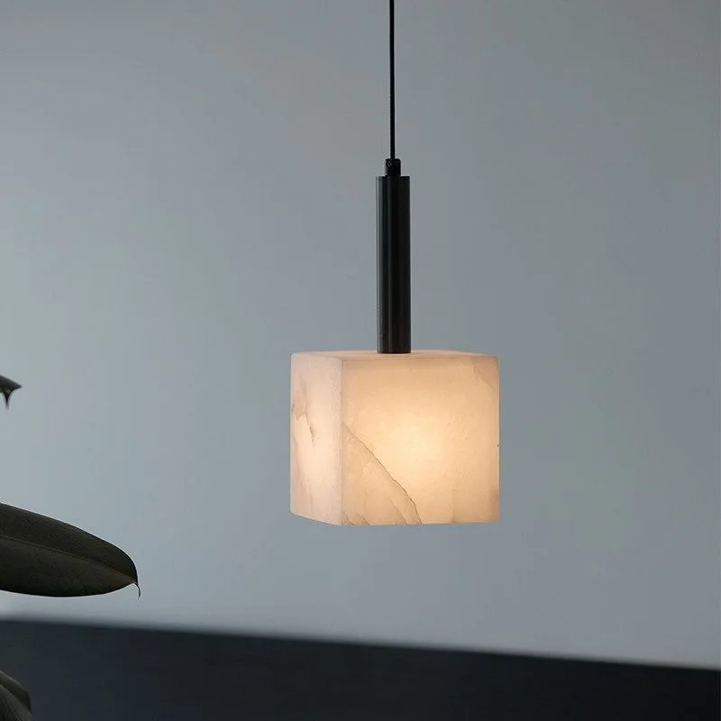 Light luxury bedroom bedside chandelier Nordic Italian minimalist marble wine bottle long tube single head long line restaurant