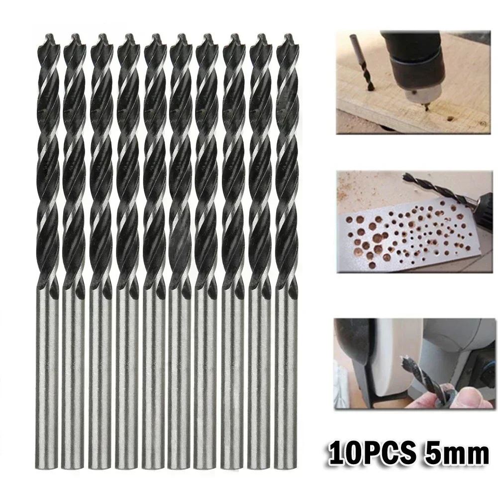 

10pcs 5mm/4mm/3mm Diameter Wood Drills With Center Point Wood Drill Bit Set power tool parts Woodworking Spiral Drill Bit Kit