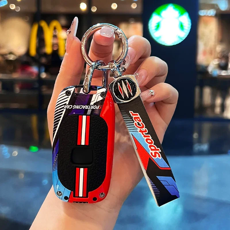 Racing Style Metal Car Key Case Fob Cover for Honda CR-V Civic Accord HR-V CR-V CRV HRV Fit City Odyssey Alison XRV 2023 2024