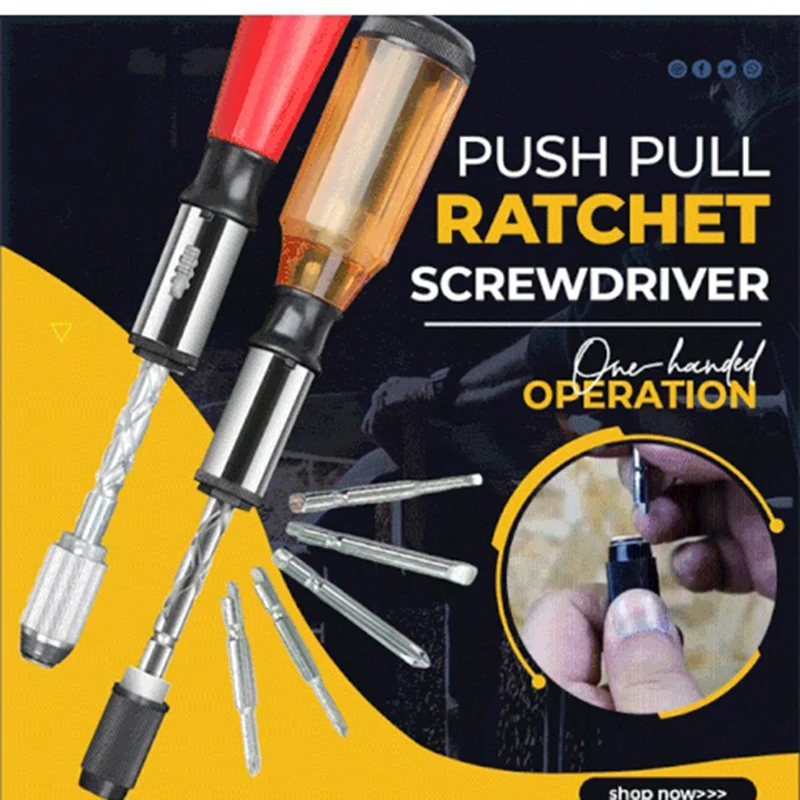 Juego de destornilladores de trinquete Push Pull 5 en 1, juego de puntas de destornillador, soporte de broca de controlador, Kit de tornillos de casquillo de trinquete