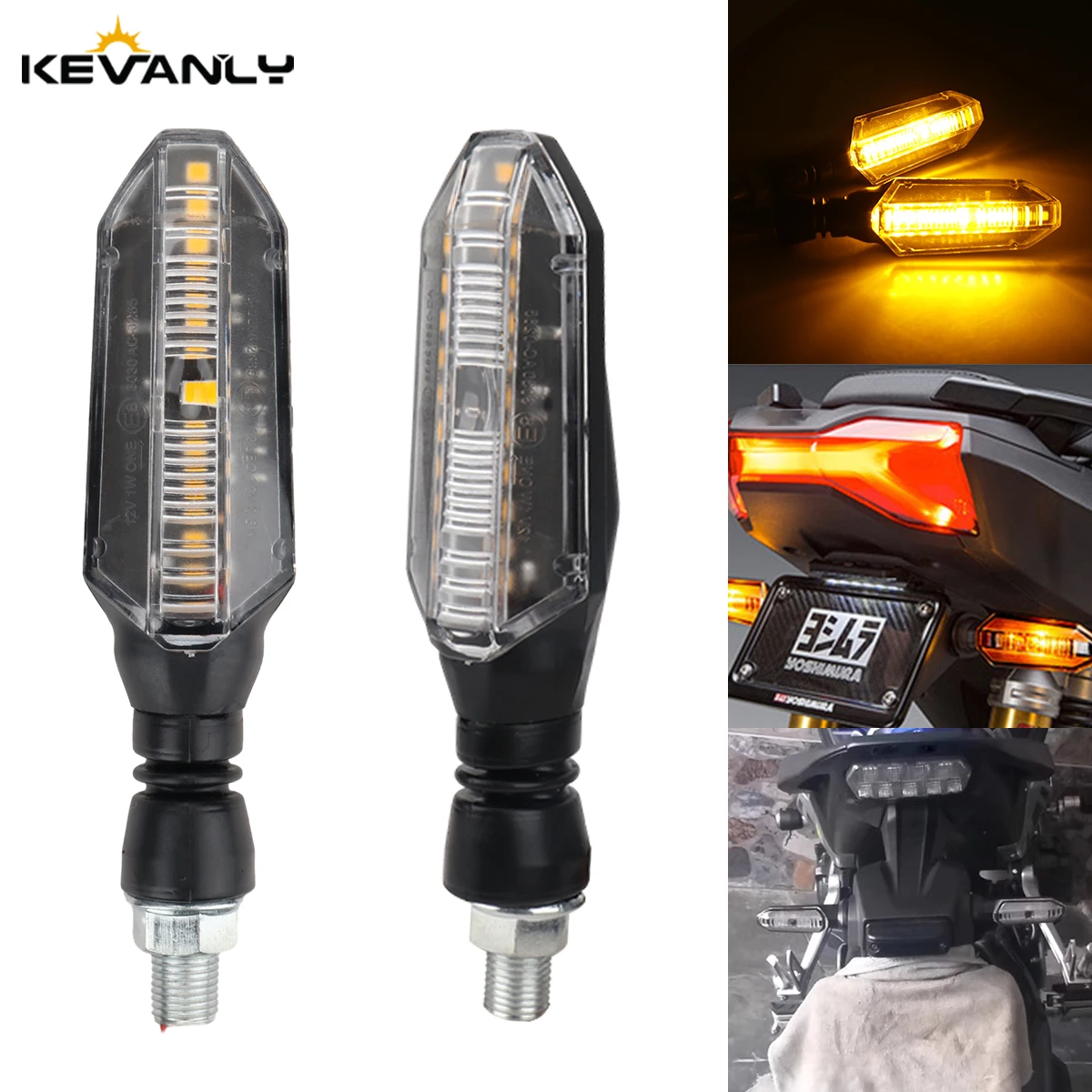 2/4pcs Motorcycle LED Turn Signals Warning Lights Amber Flow