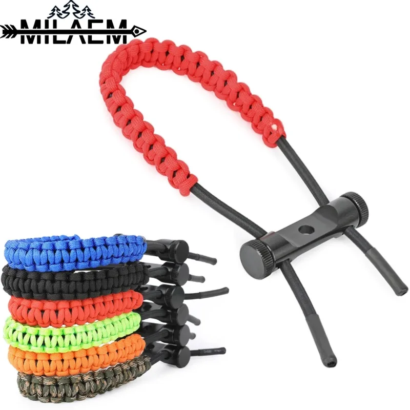 

Archery Compound Bow Wrist Sling Adjustable Weaving Rope Wrist Strap+Metal Bracket,for Bow Stabilizer Target Hunting Accessories