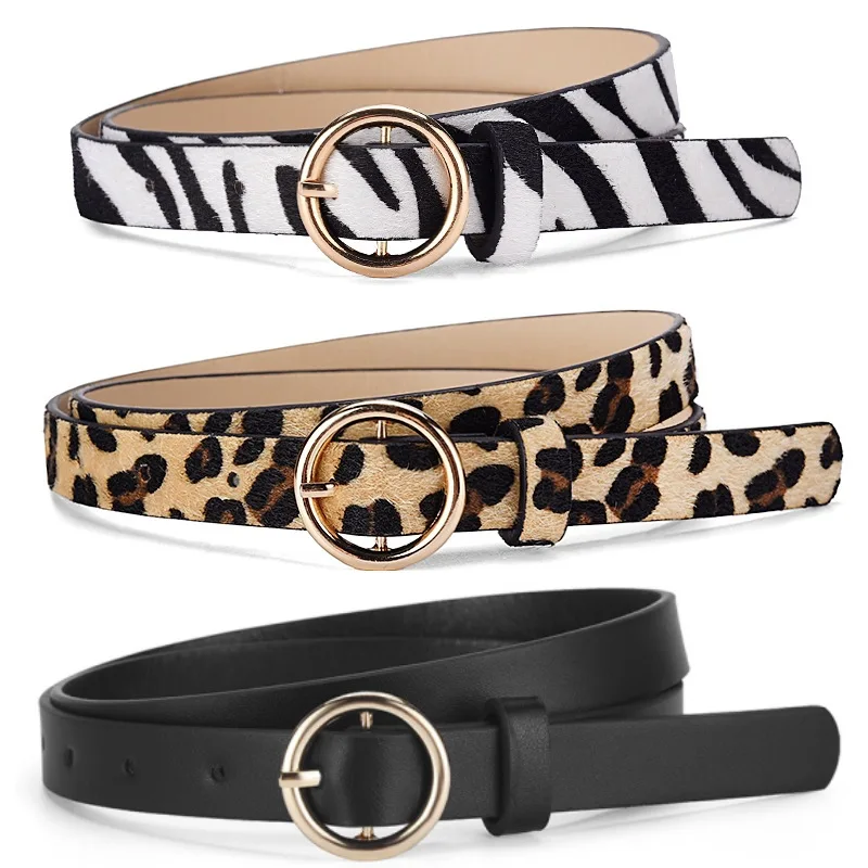 Chic 2024 New! Women's Leopard & Snake Print Belt. Round Alloy Buckle. European & American Fashion Must-Have