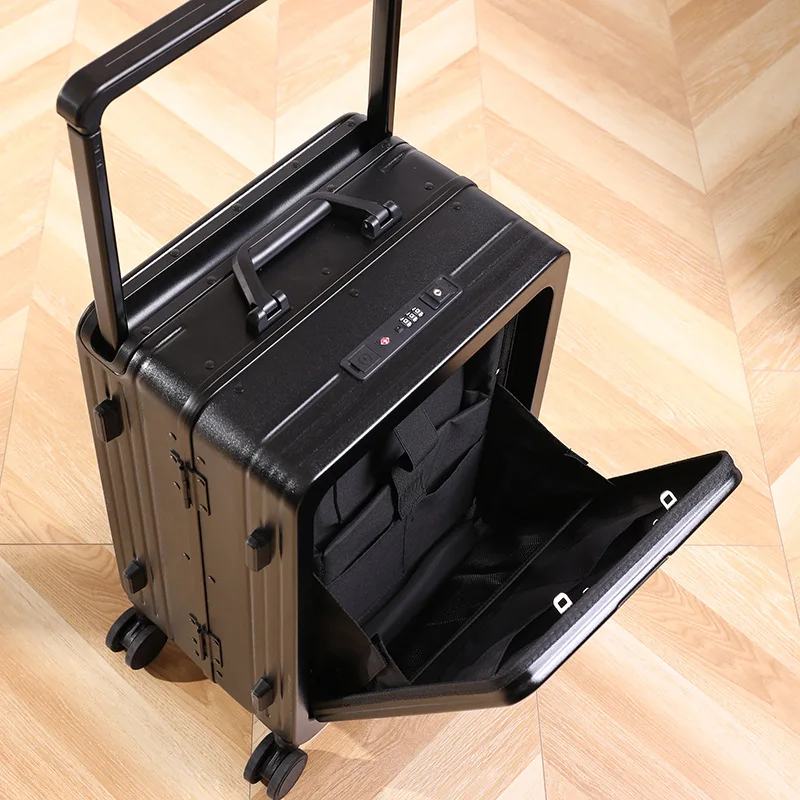 Travel Suitcase Front Opening Boarding Box Large Capacity Trolley Case multifunction Rolling Luggage Fashion Trolley Case