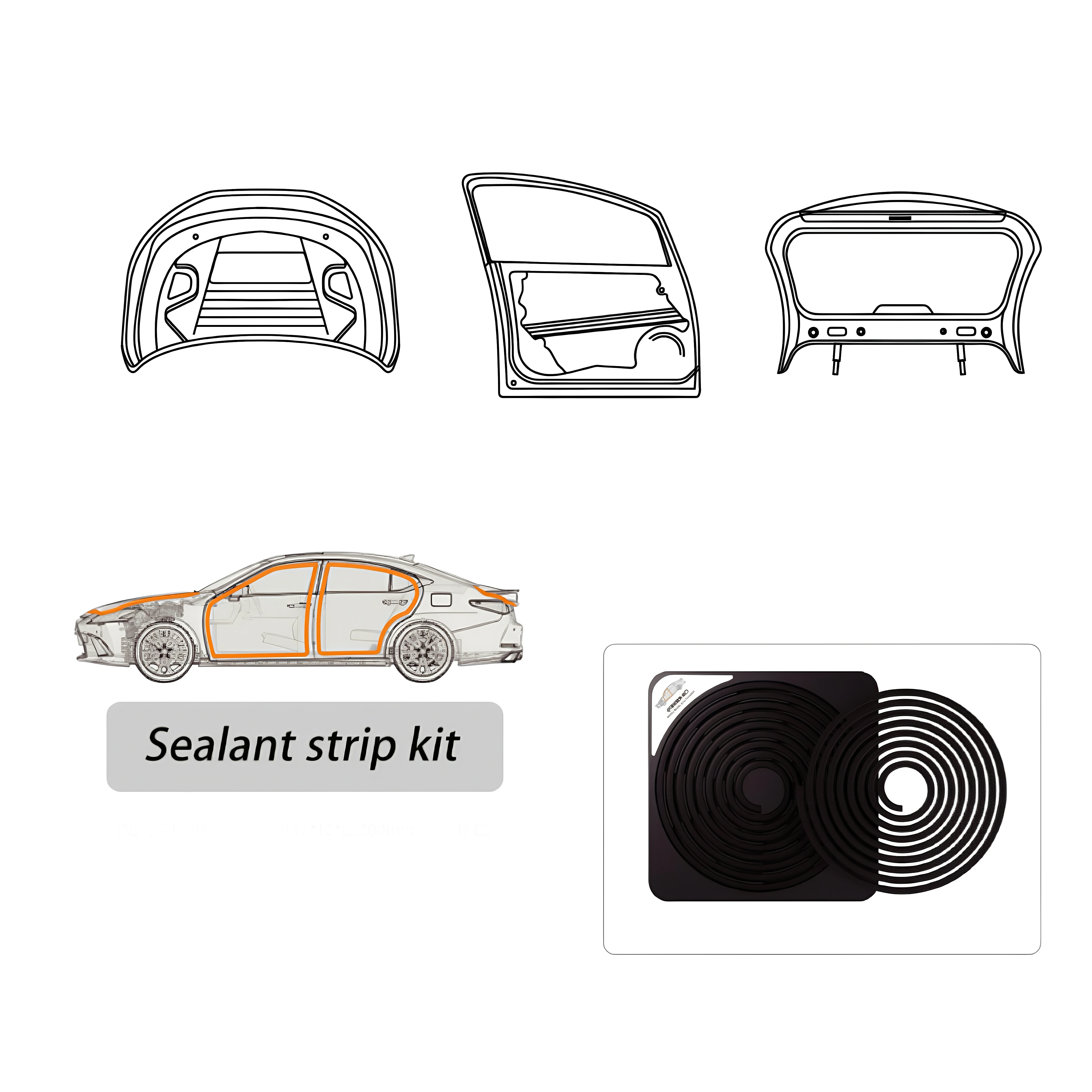 Car Soundproof Panel Set - Auto Noise Insulation Kit, Vehicle Sound Deadening Mat with Adhesive for Hood Soundproofing Seal Tape