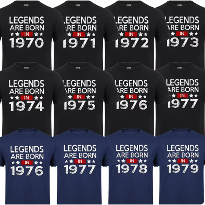 Vintage Legends are born in 1970_1971_1972_1973_1974_1975_1976_1977_1978_1979 T shirt men 1970s Papi Father Dad Birthday T-shirt