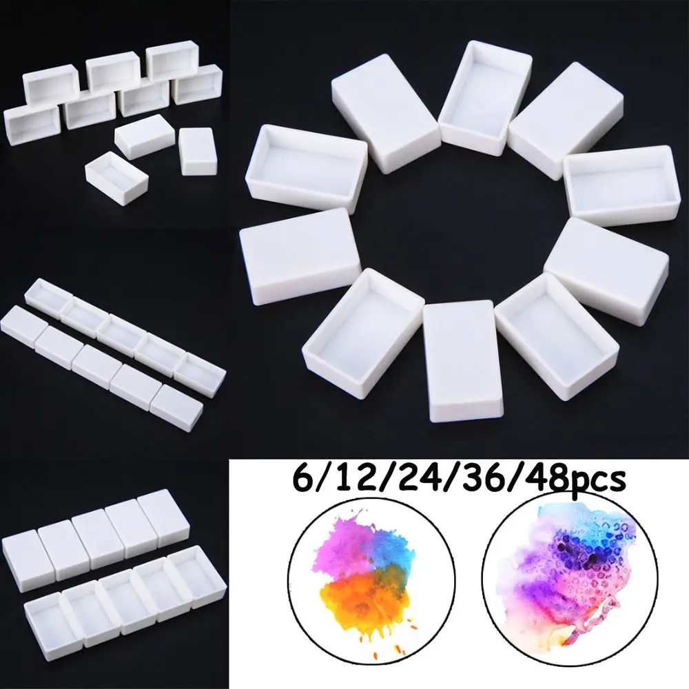 White 2ml Artists Empty Full Pan Plastic Art Supplies Paint Palette Watercolor Paint Grid Painting Supplies