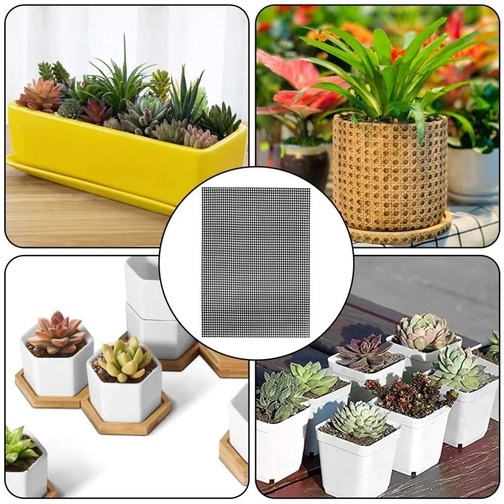 5/10Pcs 20x30cm Flower Pot Hole Mesh Pad Bonsai Bottom Grid Mat Mesh Prevent Soil Loss Drainage Netting Tray Gardening Supplies