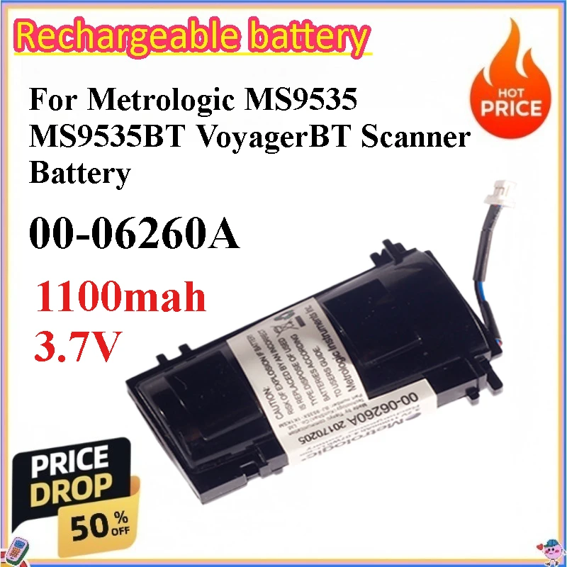 

5pcs 1100mah 3.7v for Metrologic MS9535 MS9535BT VoyagerBT 00-06260A Scanner Battery