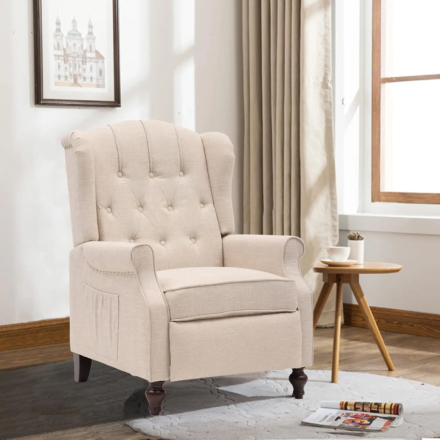 Wingback Recliner Chair with Massage and Heat- Accent Chair Push Back Chair for Living Room Bedroom