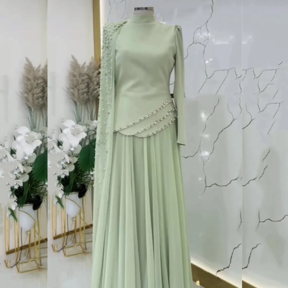 

Customized Glitter Beading High Collar A-line Long Dresses Classic Women's Evening Gowns Bespoke Occasion Elegant Prom Dres
