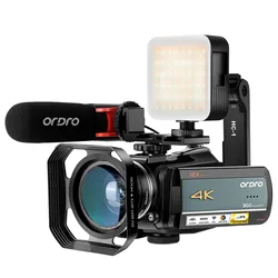 Ordro Live Streaming Camera 4K 12X Optical Zoom Digital Camcorder for YouTube Facebook Vlog Videos Recording Church Wedding