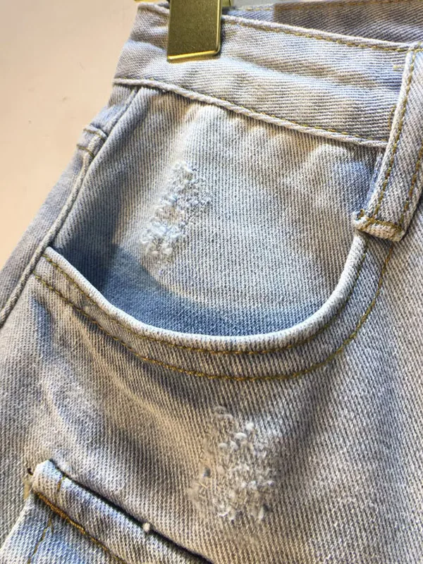 European station 2025 summer new splicing plaid cloth high waist and thin tooling pocket rough edge denim shorts women's pants