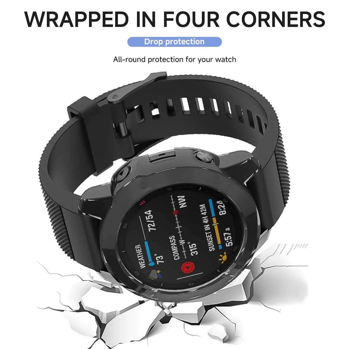 Capa de proteção TPU macia para Garmin Fenix, Shell transparente, protetor de relógio inteligente, capa de moldura, pára-choques, Fenix 7, 7S, 7X, 5S, 5, 5X Plus, 6S, 6, pro 6X