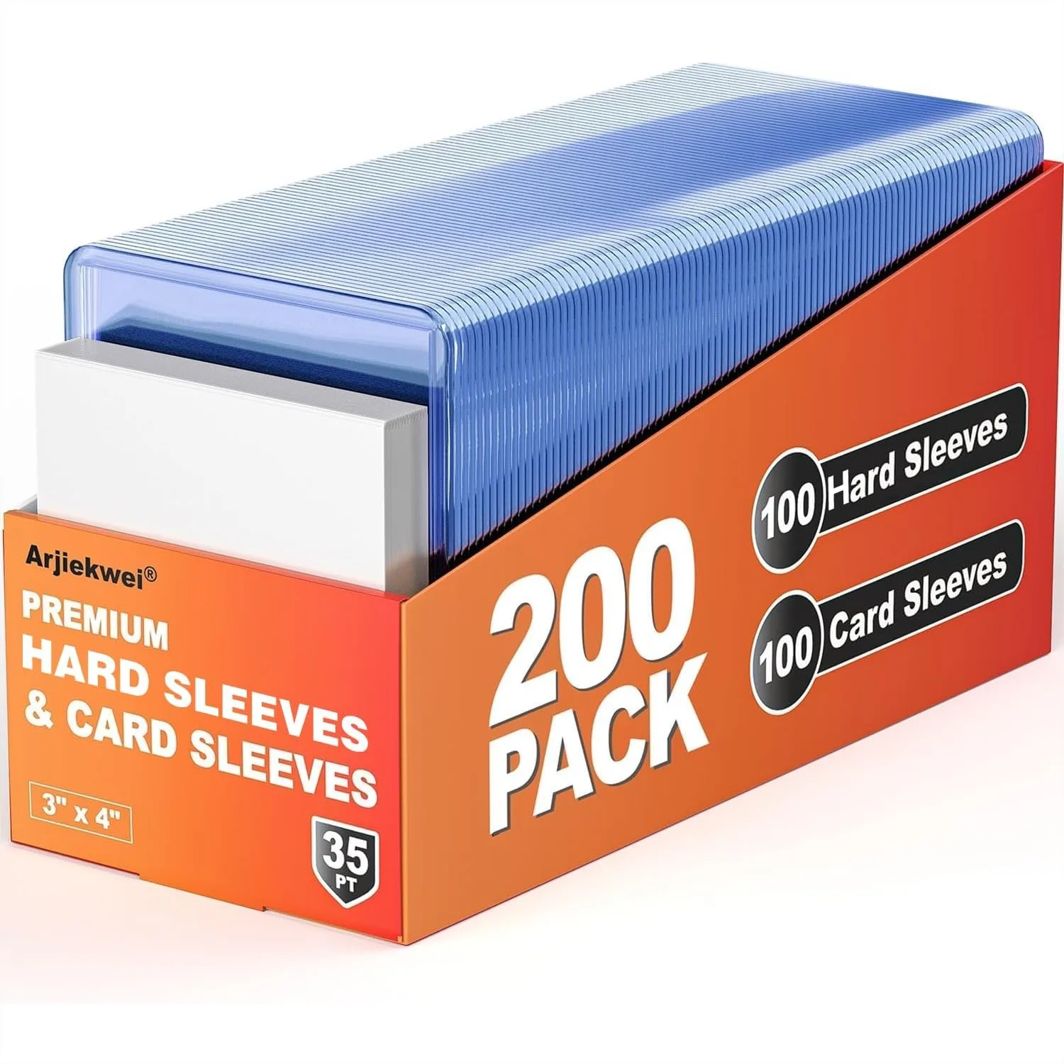 

200 Card Sleeves Hard Plastic, 3x4 Baseball Card Protectors for Trading Sports Football Game Cards, Premium Clear PVC Holder