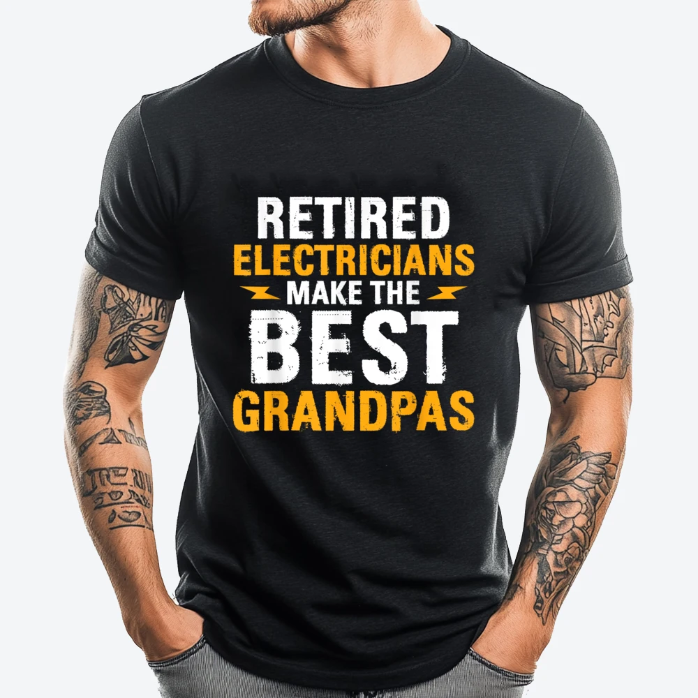 

Retired Electricians Grandpa Repairmen Electrical Worker Brand T Shirt T Shirts For Men Illustration