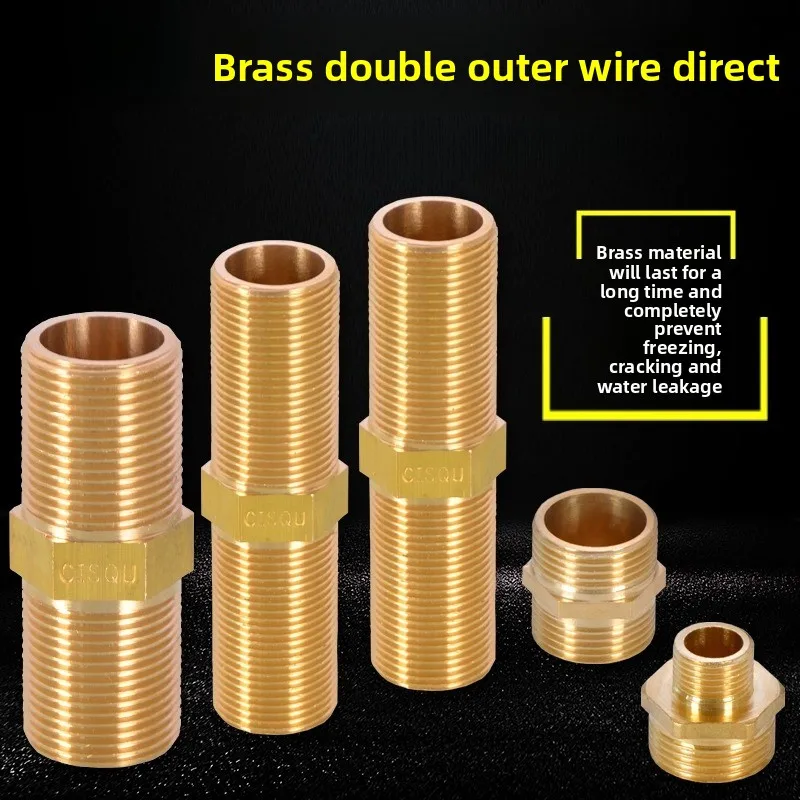 Brass Double External Thread Direct Extension Pipe 4 Points 6 Points 1 Inch Reducer Connector for Water Inlet Fittings.