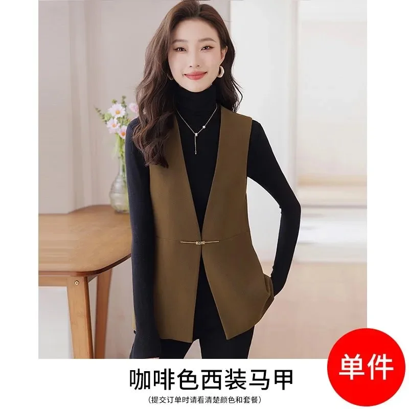 

Fashion Suit Vest Coat Women Spring Autumn 2025 New Blazer Sleeveless Jacket Female High Sense Temperament Waistcoat Outwear Top