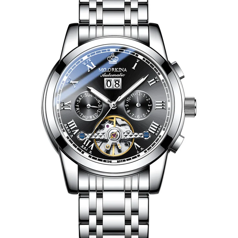 2025 New Mens Watches Automatic Mechanical Watch Tourbillon Sport Clock Leather Casual Business Retro Wristwatch Relojes Hombre