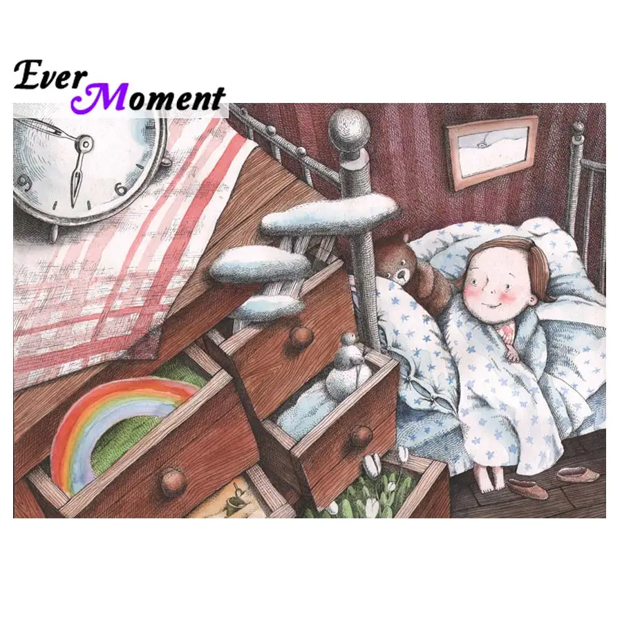 

Ever Moment, ящик мечты маленькой девочки, алмазная живопись, вышивка стразами, воспоминания о добродении детства для детской комнаты ASF949