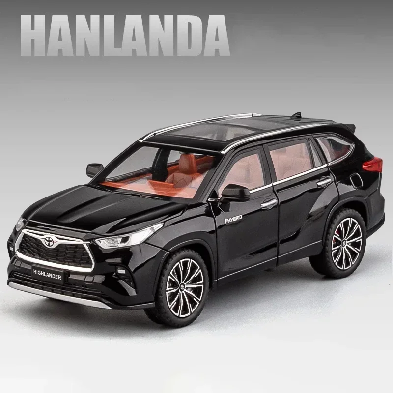 1:24 Highlander SUV gegoten speelgoedautomodel Legering Geluid en licht Trek speelgoed Collectibles Verjaardagscadeau