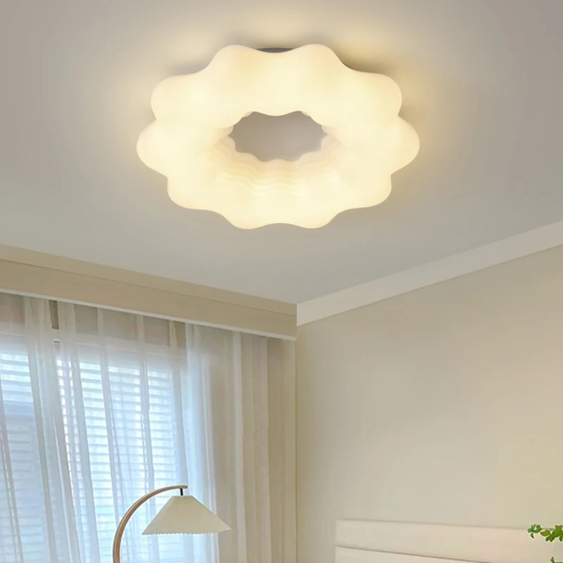 Modern White Led Ceiling Chandeliers Lamp Remote Dimmable Round Pumpkin Cloud Ceiling Lights Kitchen Bedroom Dining Room Lamp