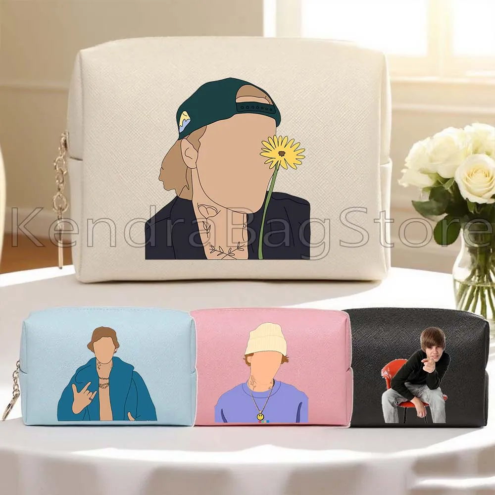 

Милый Джастин Бибер, фанат, подарки, персики, искусственная кожа, дорожная косметичка, женская водостойкая сумка для макияжа, органайзер для туалетных принадлежностей, сумка для хранения