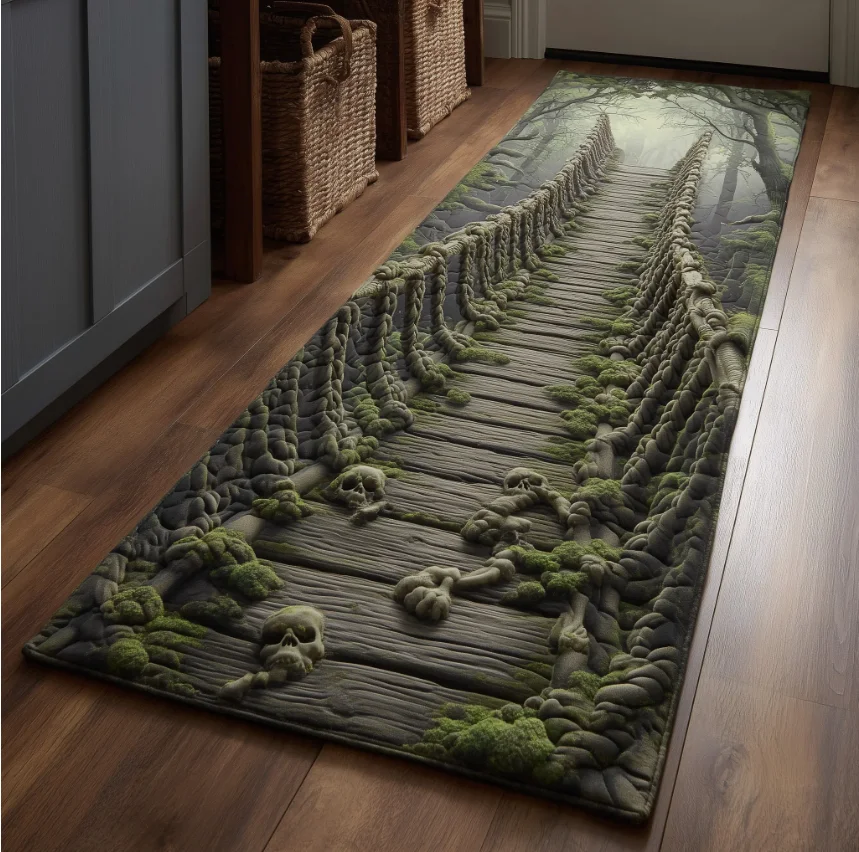 Bedroom Hallway Runner Rug 3D Infinite Passage Optical Illusion Pattern Carpet Non-Slip Soft Easy Clean Creative Decor Home Mat