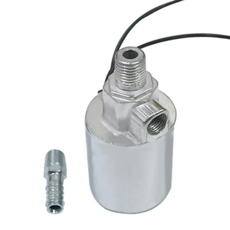 New 1/4 Chrome Air Solenoid Valve For 12 Volt Or 24 Volt DC For Trucks With 1/4 Hose Barb And Metal Construction
