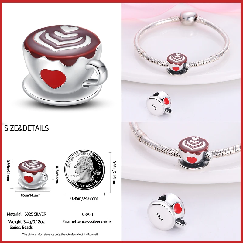 925 Sterling Silber Kaffee kuchen Nachmittags tee Sammlung Charm Perlen für Pandora Original Armband schöne DIY Schmuck Geschenk