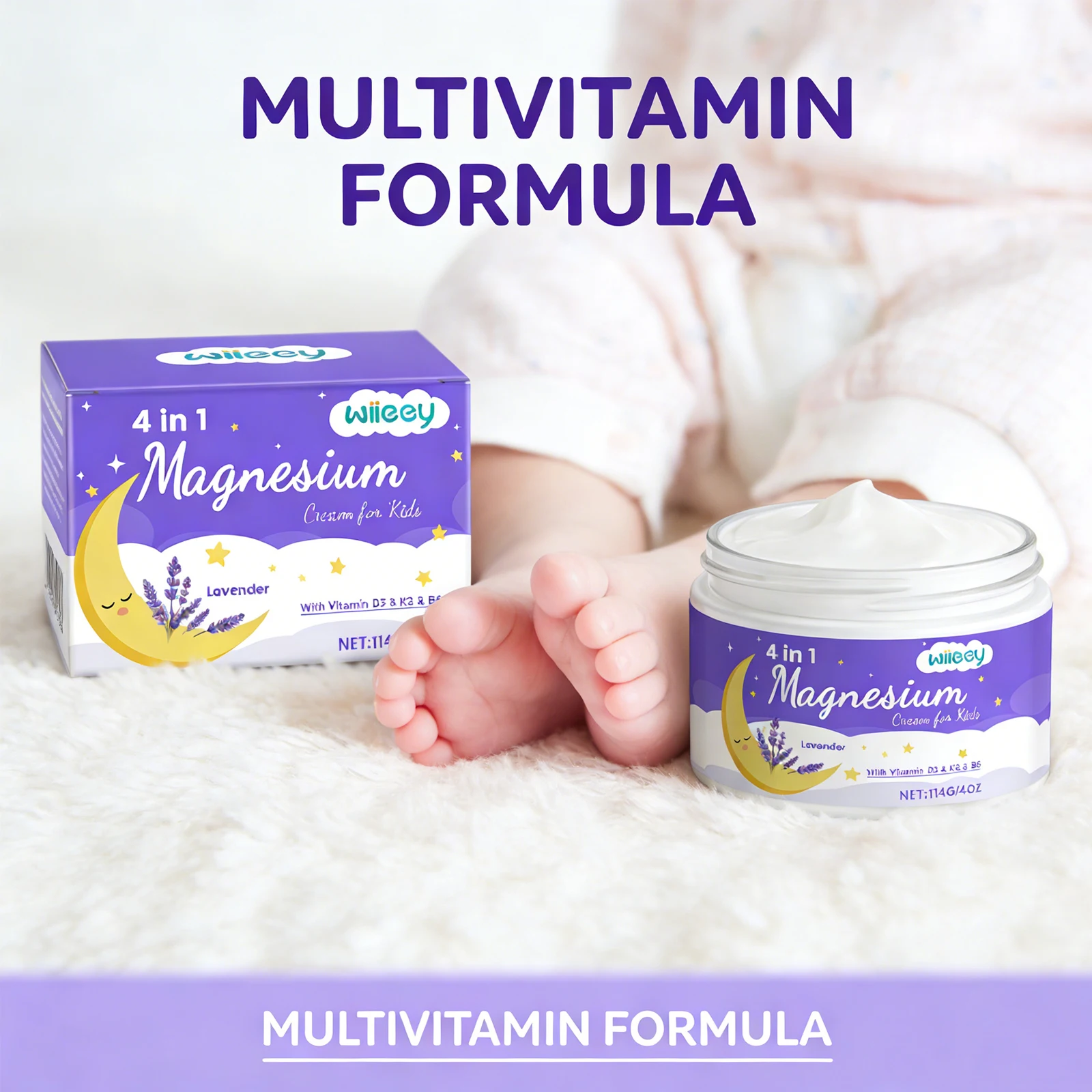 

Лавандовый магниевый крем для тела для детей: успокаивающий, от зуда и покраснений, без отдушек, увлажняющий лосьон для младенцев