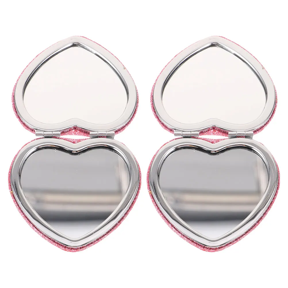 

Small Pink Mini Heart Compact Mirror Portable Folding Pocket Mirror Makeup Travel Purse for Women Pink Girly Stuff