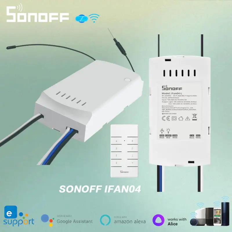 SONOFF IFan04 Smart Fan Switch Celling Fan/Light Controller ESP Wifi 433 RF/APP/Voice Remote Control Adjust Speed Smart Home